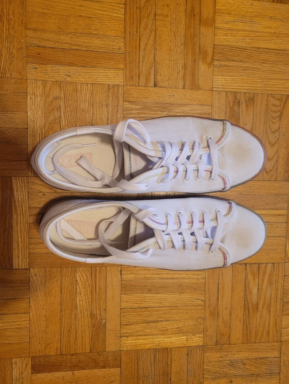 Keds White Canvas Low-Top Platform Sneakers - Picture 1 of 5